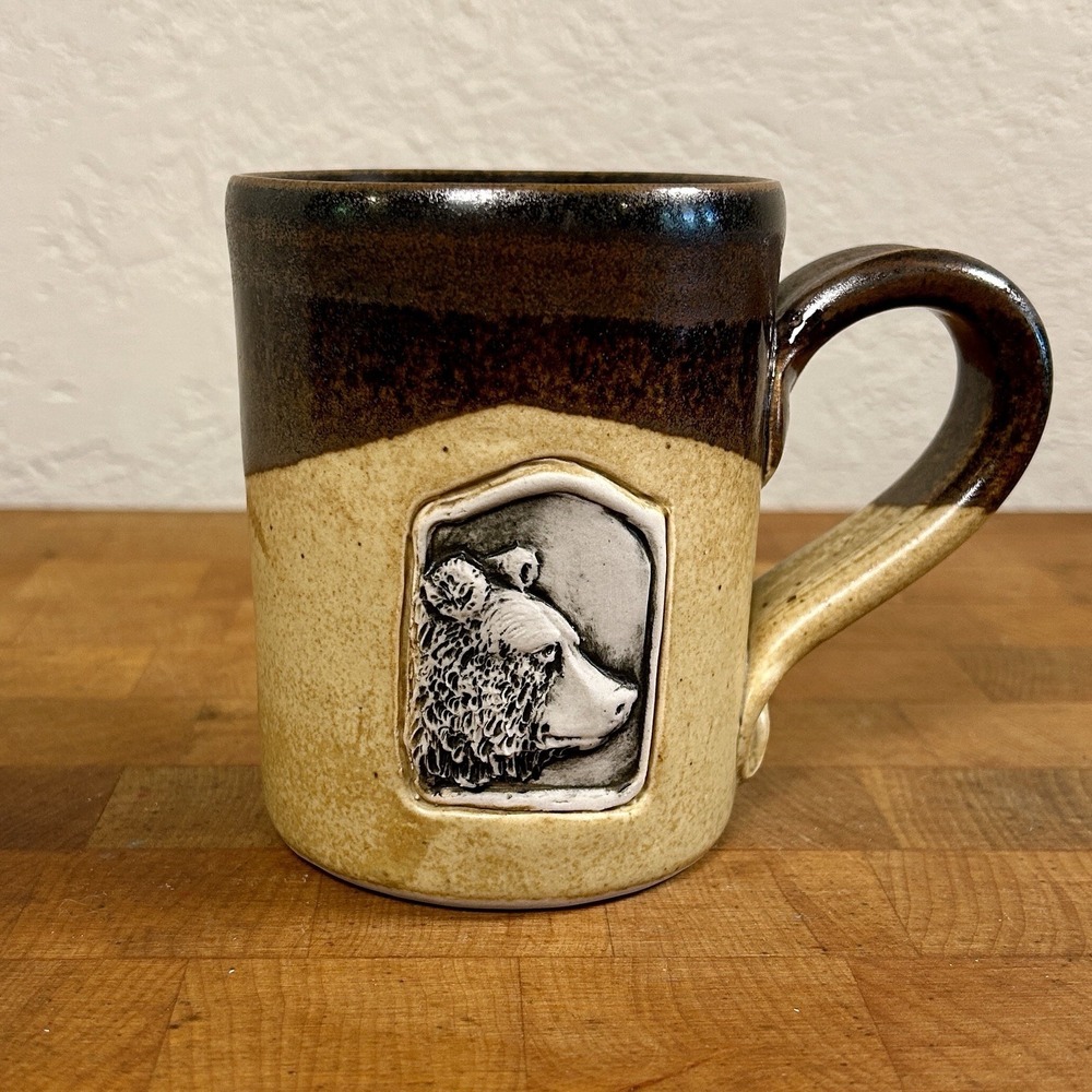 VTG Cold Mountain Pottery Montana Bear Stoneware Coffee Mug - Rustic Brown Cabin